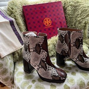 Tory Burch Ruby Snake Leather Booties size 8